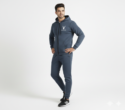 Markhor Black Printed Winter Tracksuit for Men & Boys | Zipped Hoodie with Trousers